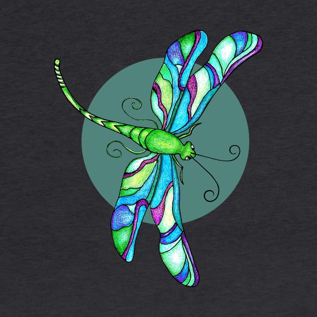 Stained Glass Dragonfly by SandraGale Art